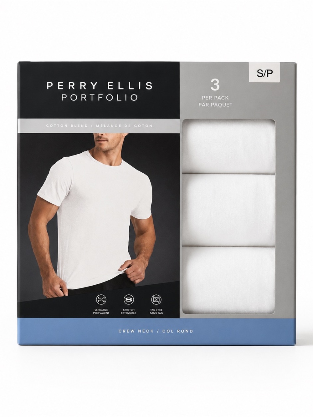 Perry Ellis White Crew Neck Undershirts 3-Pack
